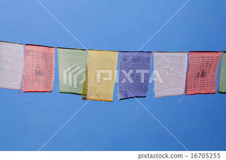 Buddhist prayer flags . 16705255