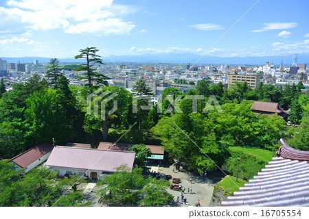 The streets of Aizuwakamatsu city seen from Tsuruga castle 16705554