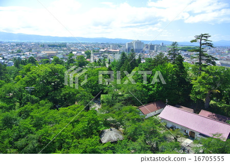 The streets of Aizuwakamatsu city seen from Tsuruga castle 16705555