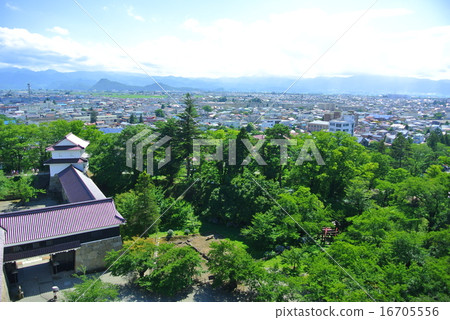 The streets of Aizuwakamatsu city seen from Tsuruga castle The streets of Aizuwakamatsu city seen from Tsuruga castle 16705556