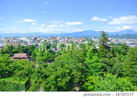 The streets of Aizuwakamatsu city seen from Tsuruga castle 16705557