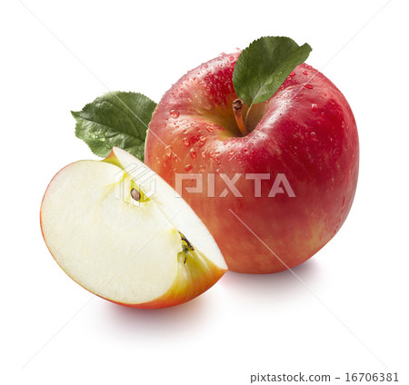 Red wet honey crunch apple quarter isolated 16706381