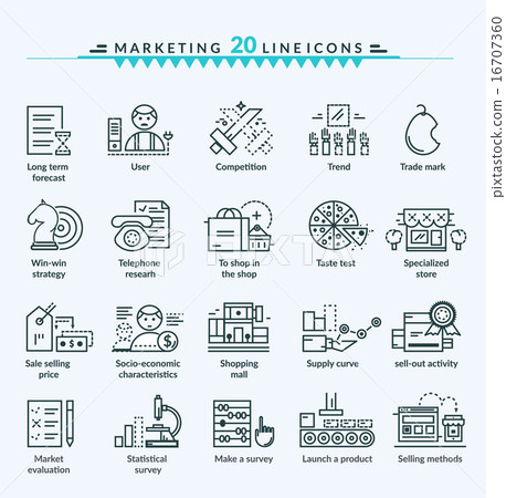 Thin Lines Web Icons Set of Marketing 16707360