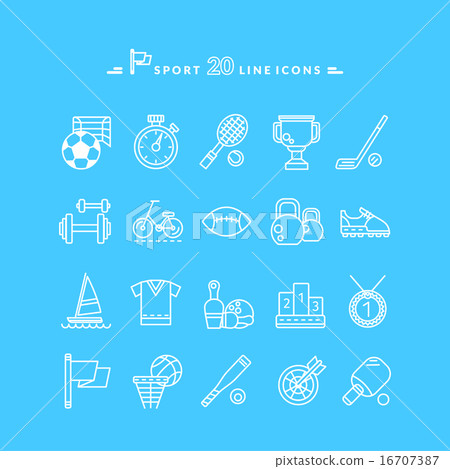 Set of White Icons Sport Equipment Set of White Icons Sport Equipment 16707387