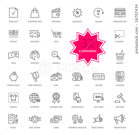 Set of E-commerce Thin, lines icons 16707434