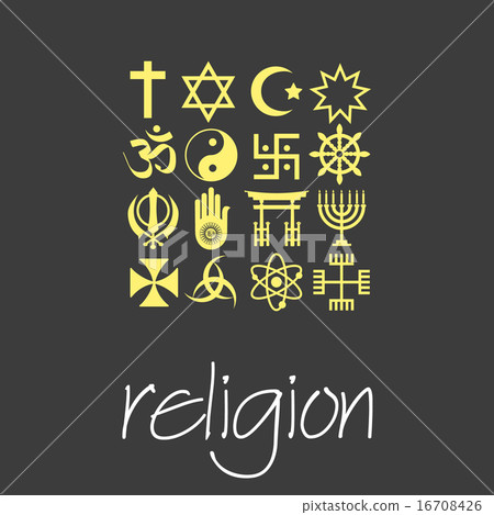 world religions symbols vector set of green icons world religions symbols vector set of green icons 16708426