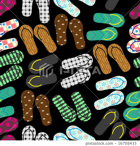 colorful flip flops summer dark seamless pattern  16708435