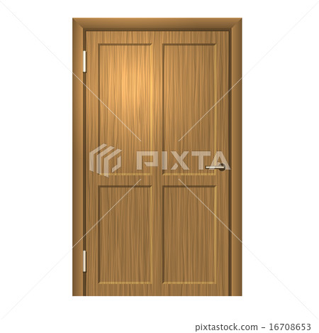 Realistic Wood door. Vector 16708653