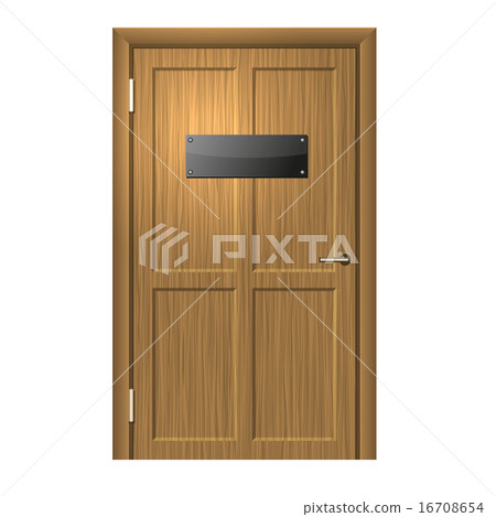 Realistic Wood Door with Blanc Black Plate . Vector Realistic Wood Door with Blanc Black Plate . Vector 16708654