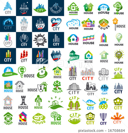 large set of vector logos homes and cities 16708684