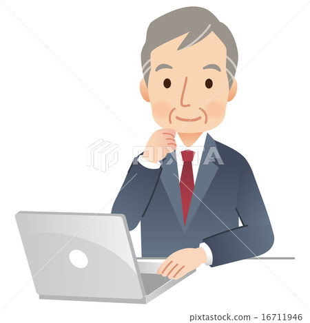 Businessman senior male personal computer operation Businessman senior male personal computer operation 16711946