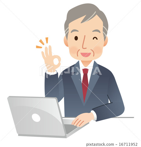 Businessman Senior Male PC Operation OK 16711952