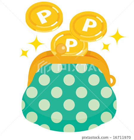 A wallet into which points enter, a mouth of a green series polka dots 16711970