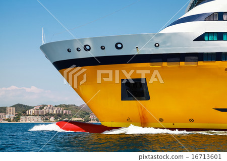 Big yellow passenger ferry ship, bow fragment 16713601
