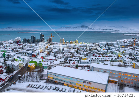 Beautiful Reykjavik city skyline in Iceland 16714223
