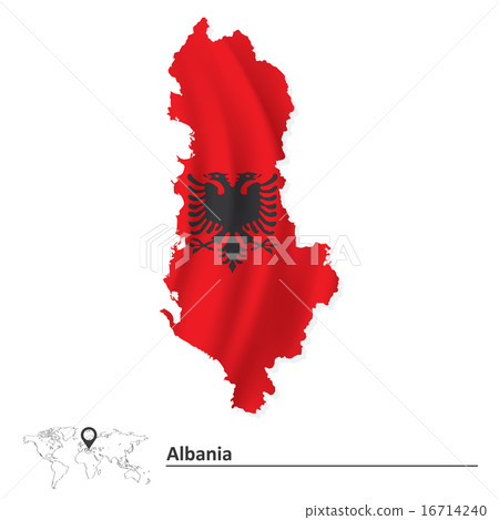 Map of Albania with flag Map of Albania with flag 16714240