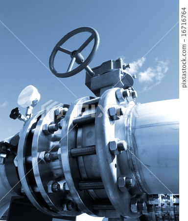 Industrial zone, Steel pipelines in blue tones Industrial zone, Steel pipelines in blue tones 16716764