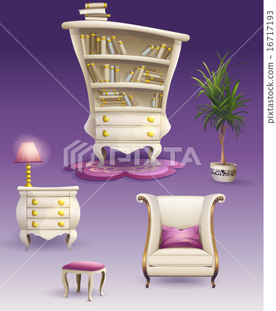 Set cartoon white bedroom furniture and cabinet 16717193