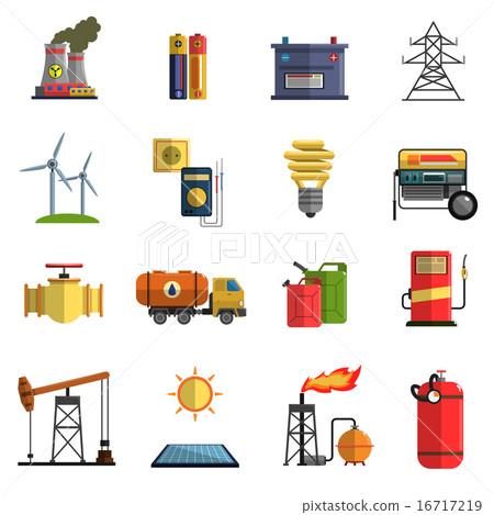 Energy power flat icons set - Stock Illustration [16717219] - PIXTA