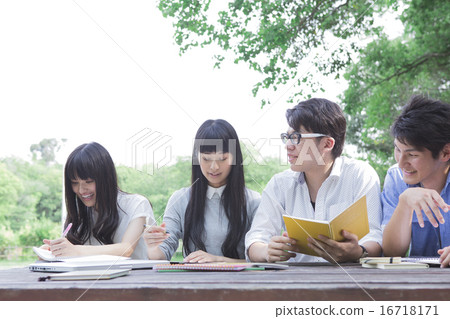 Students studying outdoors 16718171