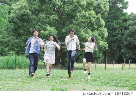 Students riding the grassland Students riding the grassland 16718264