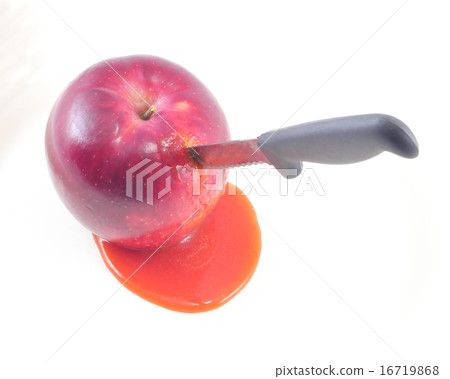 Red apple with knife and bleeding  16719868