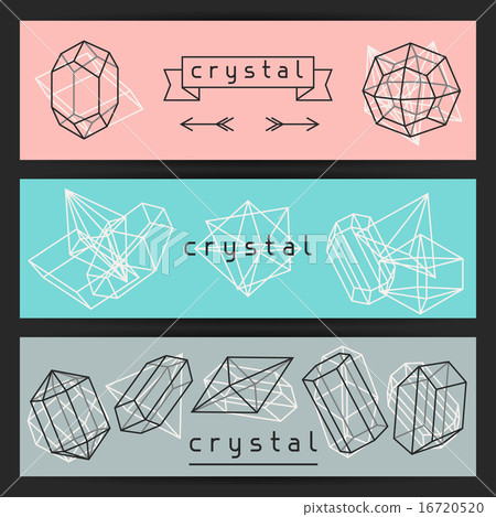 Abstract banners with geometric crystals and minerals 16720520