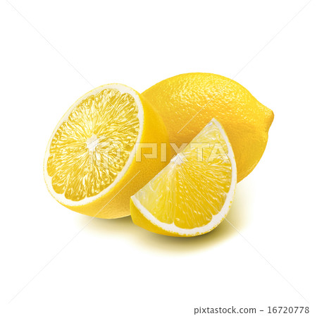 Whole, half quarter piece lemon isolated on white 16720778