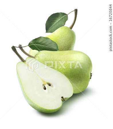 Green group pears leaves composition isolated 16720844