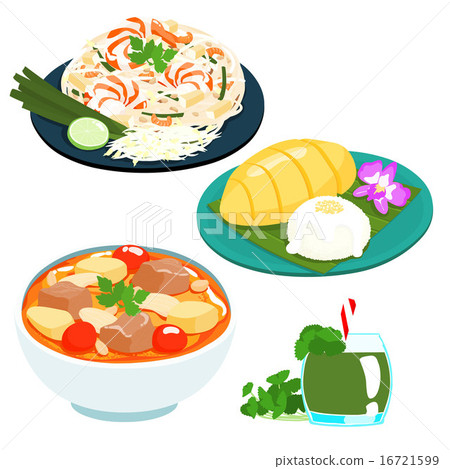 popular Thai sweet mango sticky rice set vector popular Thai sweet mango sticky rice set vector 16721599