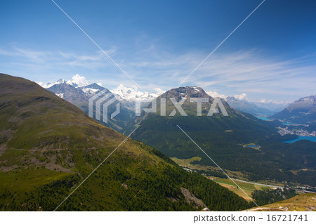 Panorama of the Upper Engadine from Muottas Muragl Panorama of the Upper Engadine from Muottas Muragl 16721741