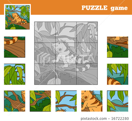 Puzzle Game for children with animals (iguana) 16722280