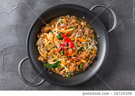 Korean style Sukiyaki Bulkogi Korean dish of grilled beef bulgogi Korean style Sukiyaki Bulkogi Korean dish of grilled beef bulgogi 16724109