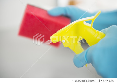 Closeup on housewife cleaning desk 16726580