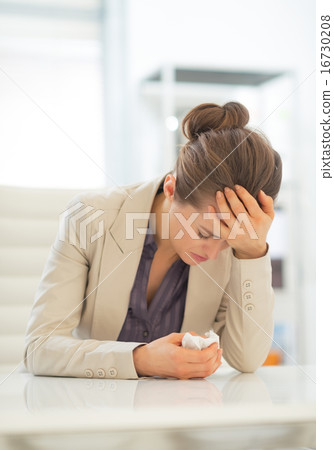 Ill business woman in office 16730208