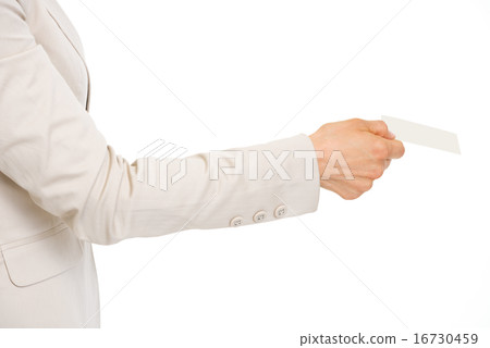 Closeup on business woman giving business card Closeup on business woman giving business card 16730459