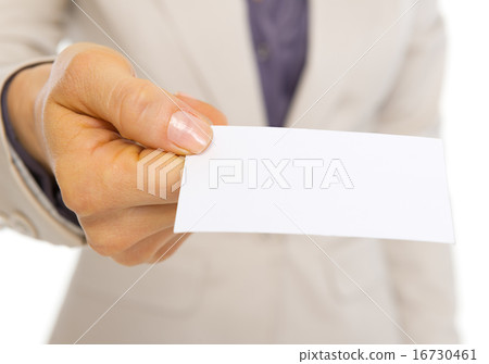 Closeup on business card giving by business woman Closeup on business card giving by business woman 16730461