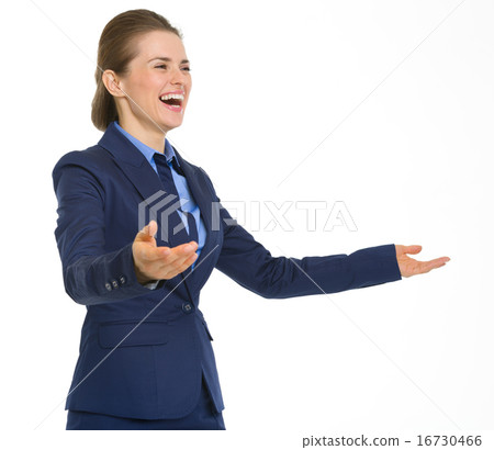 Happy business woman welcoming Happy business woman welcoming 16730466