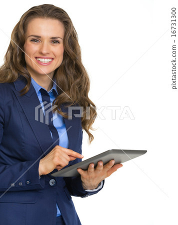 Portrait of business woman using tablet pc Portrait of business woman using tablet pc 16731300