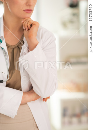 Closeup on thoughtful medical doctor woman in office Closeup on thoughtful medical doctor woman in office 16733760
