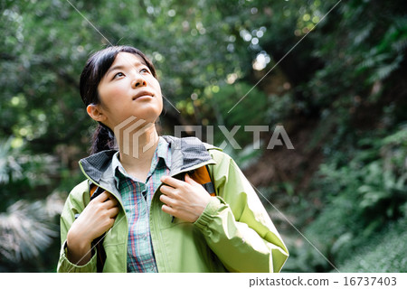 A woman trekking A woman trekking 16737403