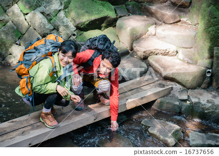 Men and women standing on the bridge Men and women standing on the bridge 16737656