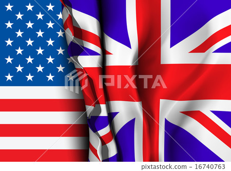 Flag of United Kingdom over the USA flag.  16740763