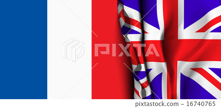 Flag of United Kingdom over the France flag.  16740765