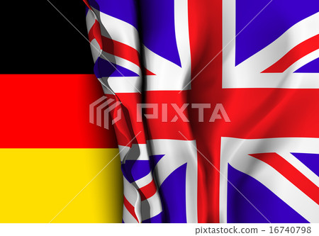 Flag of United Kingdom over the German flag.  16740798