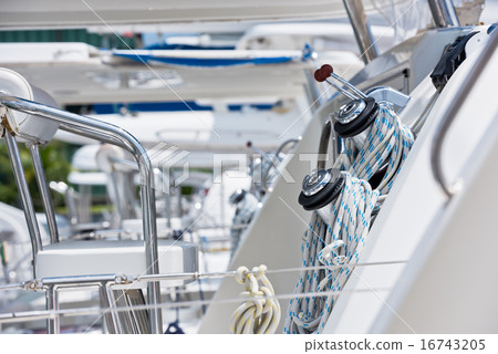 Winches and ropes, sailing yacht detail 16743205