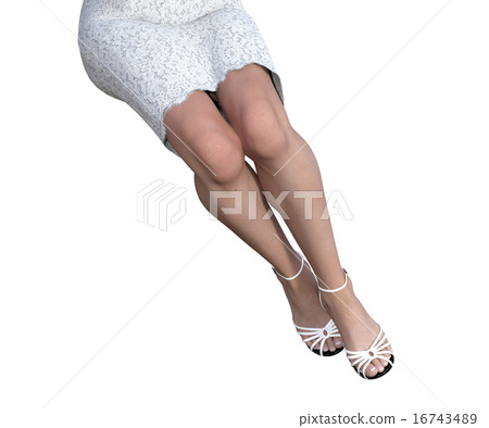 Beautiful legs of a sitting woman perming Real 3DCG illustration material 16743489
