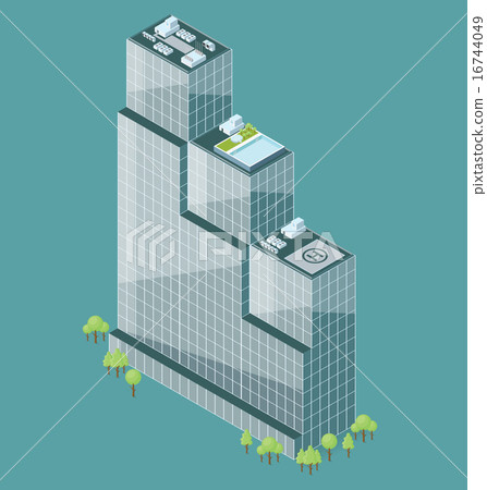 Vector 3d Flat Isometric Office Building - Stock Illustration [16744049 ...