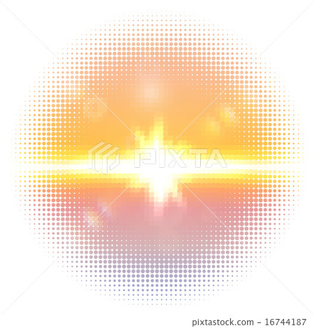 Vector halftone mosaic with sun flares and bokeh Vector halftone mosaic with sun flares and bokeh 16744187