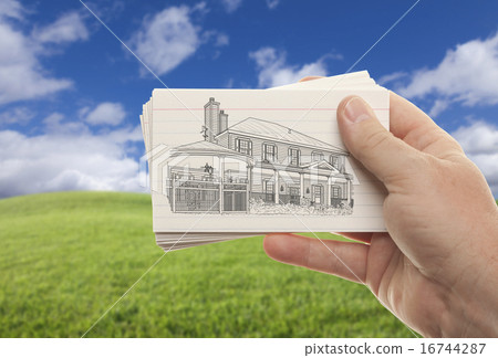 Male Hand Holding Stack of Flash Cards Male Hand Holding Stack of Flash Cards 16744287